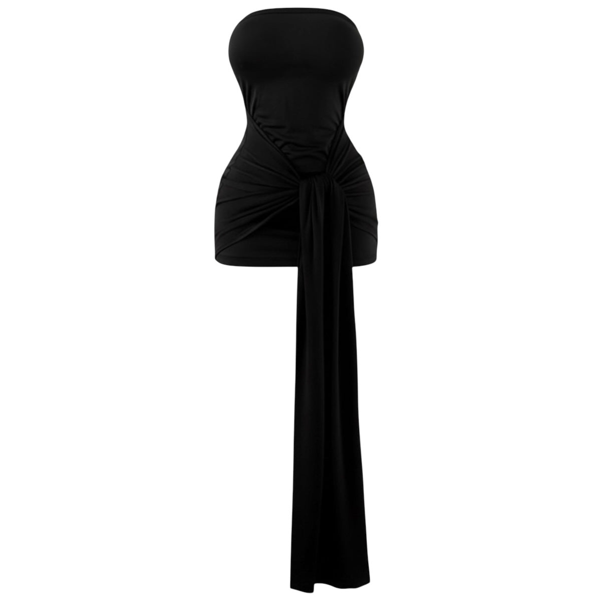 ALLILA THE LABEL Black strapless mini dress with tie front draped scarf Vivi ATL