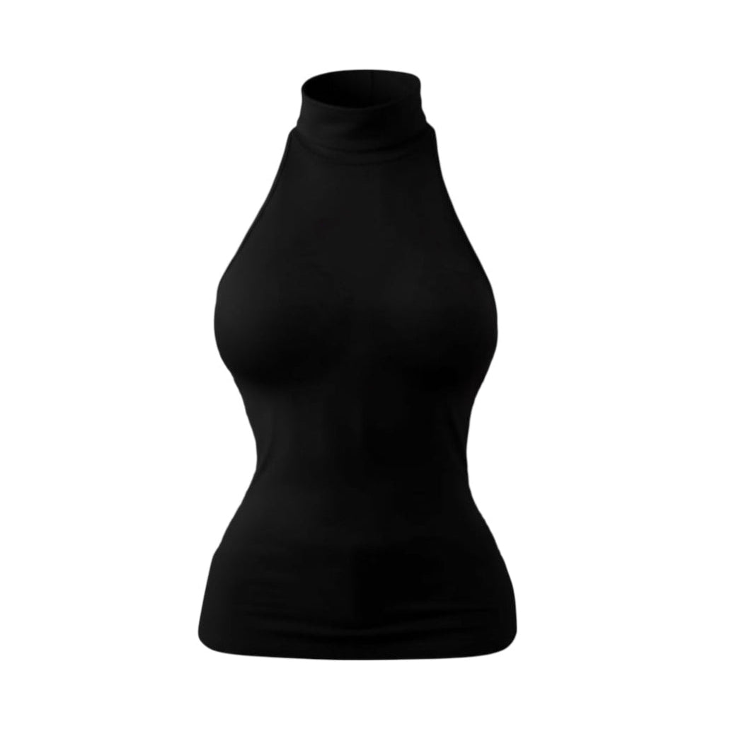 ALLILA THE LABEL Black turtleneck razorback haltler tank top Koza ATL